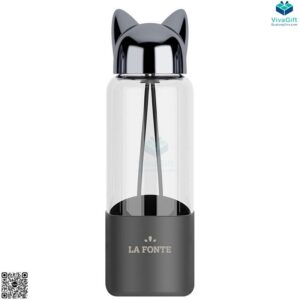 Cat Ear Plastic Water Bottle 350ml Zebra 007429