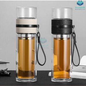 2-Layer Thermal Glass Bottle 400ml Zebra Q298