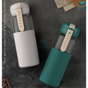 Glass Bottle with Silicon Shell 350ml Zebra Q084